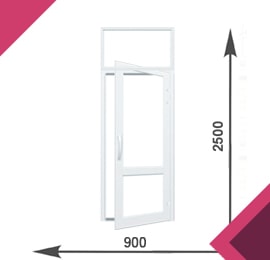 Алюминиевая одностворчатая дверь 900x2500